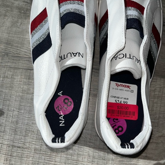 Nautica White Slip-On Shoes loafers with Red and Blue Accents - Picture 4 of 5